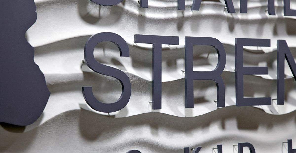 Share Our Strength - Reception wall signage - closeup