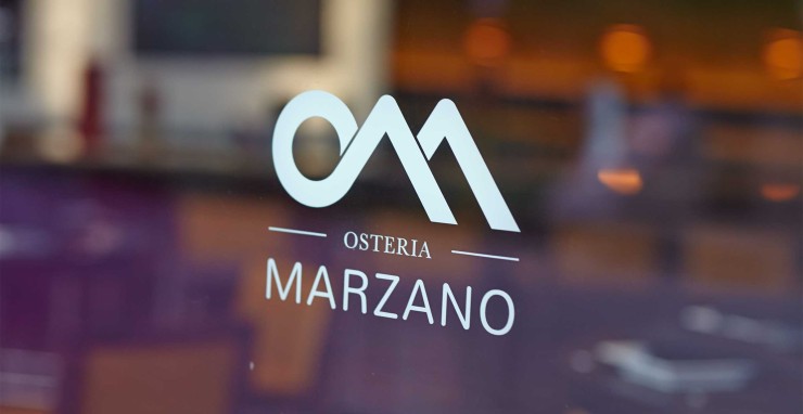 Osteria Marzano signage: vinyl on glass