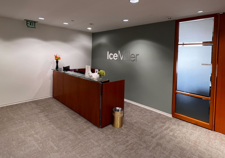Ice Miller Reception Sign - Side view